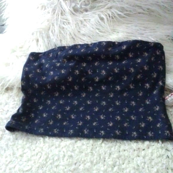 Ladies X-Large Tube Top By AERO Navy Blue Floral Print - Picture 4 of 4